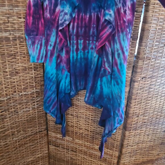 Jammin On Tie-Dye Jacket Open Front Pockets Women's Size L Heart Design Tie Dye - Picture 4 of 7